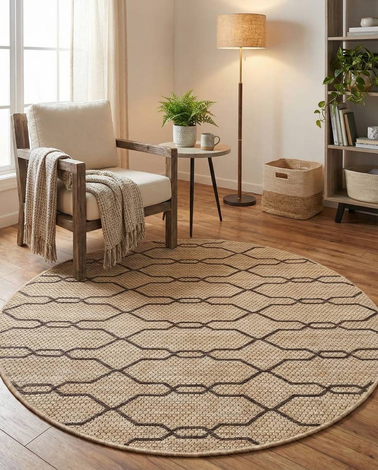 Detail image of 4' x 4' Easy-Clean Lattice Indoor / Outdoor Round Rug
