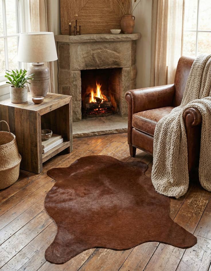 Detail image of 2' 2 x 2' 11 Cowhide Leather Rug