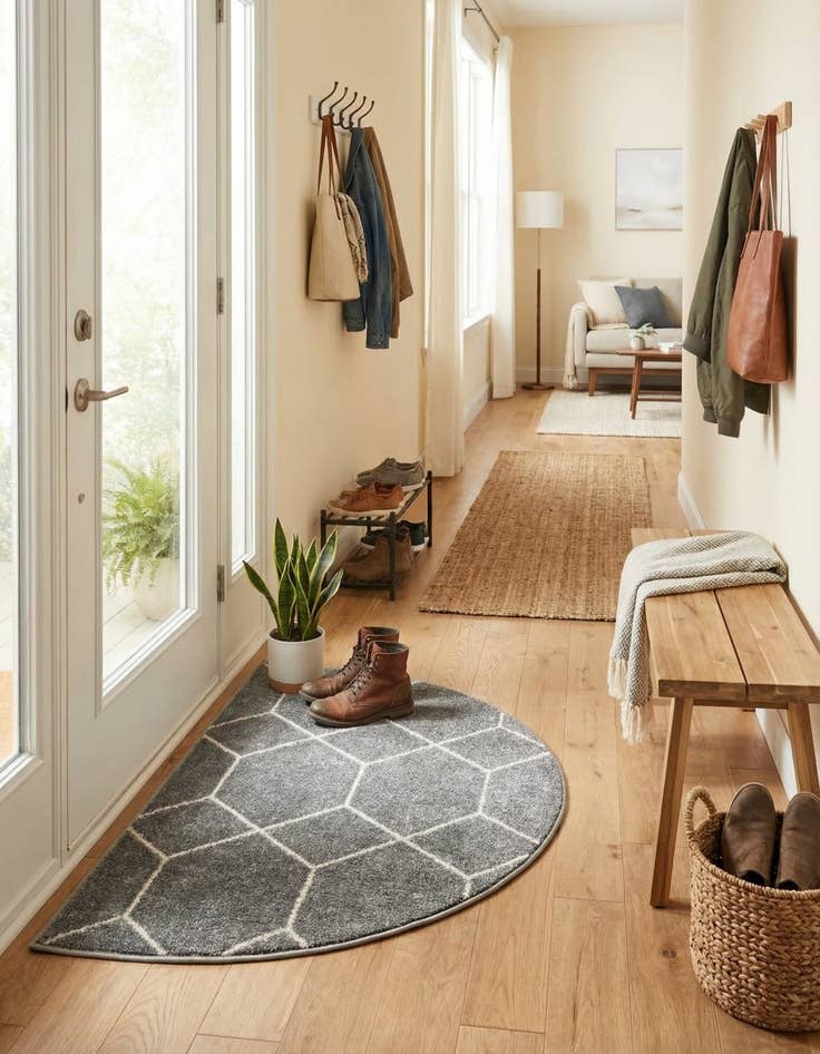 Detail image of  2' 7 x 4' Lattice Frieze Hearth Rug