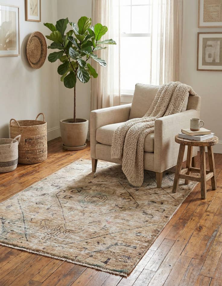 Detail image of  3' x 4' 4  Hand Knotted Ultra Vintage Persian Wool Rug