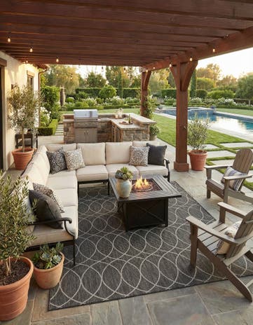 Charcoal Easy-Clean Lattice Indoor / Outdoor Rug