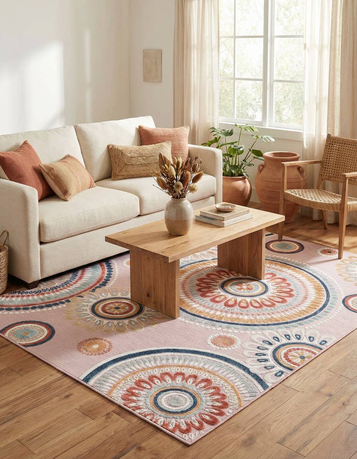 Detail image of  6' 4 x 9'  Washable Botanical Indoor / Outdoor Rug