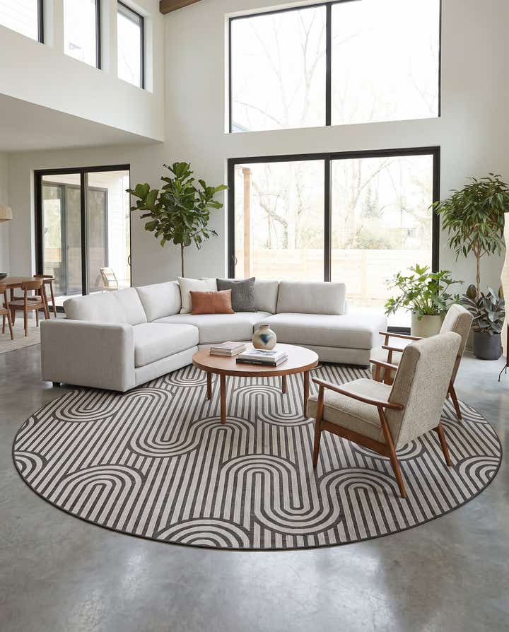 13' x 13' Easy-Clean Modern Indoor / Outdoor Round Rug