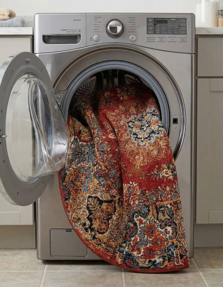 Detail image of  6' x 6'  Washable Traditional Indoor / Outdoor Round Rug