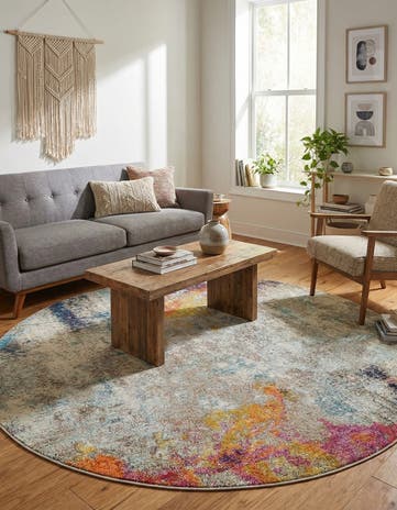 8' x 8' Washable Theia Round Rug