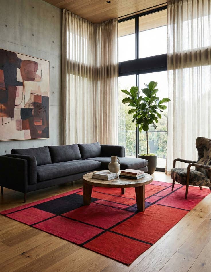 Detail image of 6' 8 x 9' 7  Hand Woven Kilim Modern Wool Rug