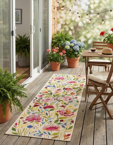2' x 6' Easy-Clean Botanical Indoor / Outdoor Runner Rug