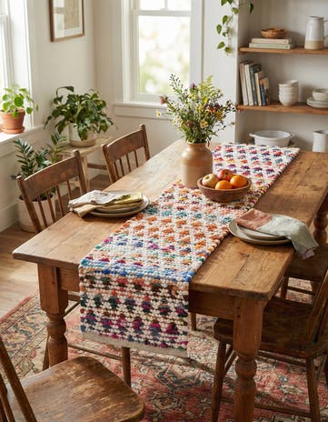 1' 2 x 4' 1 Hand Woven Braided Chindi Table Runner Rug