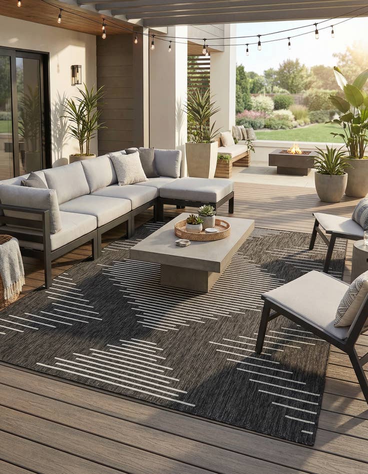 Detail image of  6' 6 x 8' 3  Washable Modern Indoor / Outdoor Rug