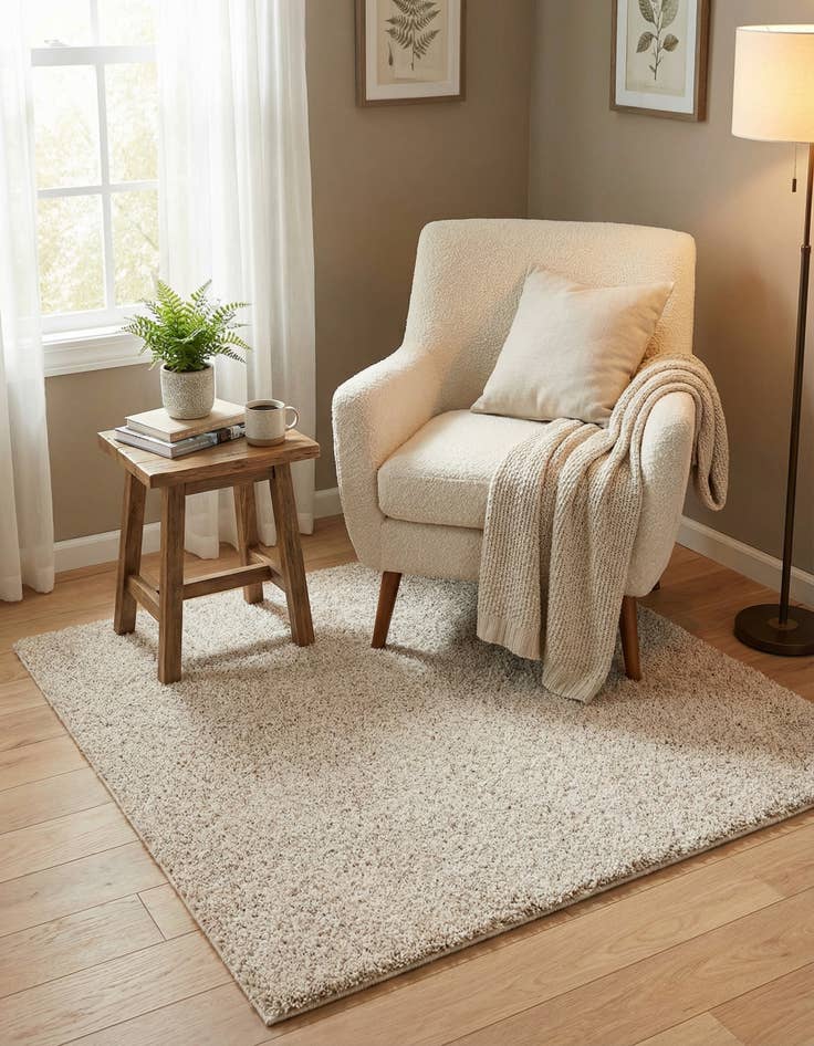 Detail image of  4' x 4' Soft Solid Shag Square Rug