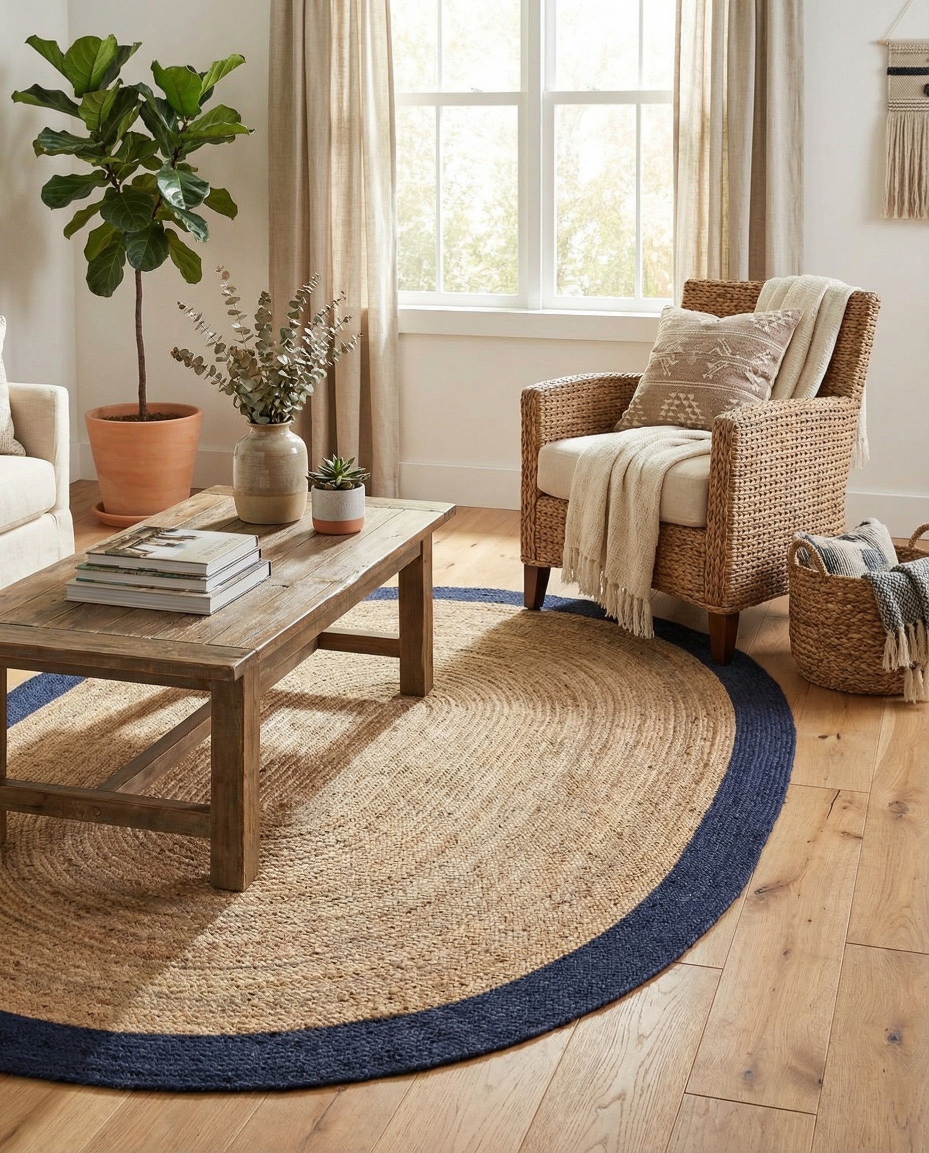  8' x 10'  Hand Braided Jute Oval Rug