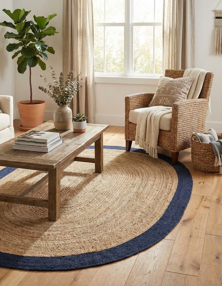 8' x 10' Handmade Braided Jute Oval Rug