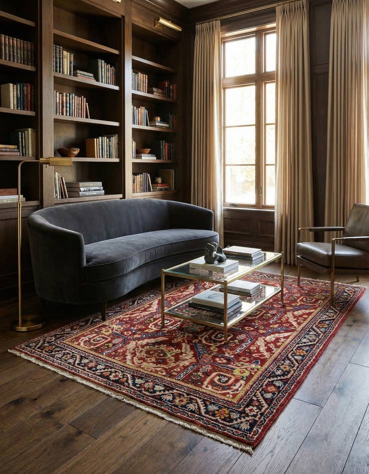 Detail image of  4' 5 x 6' 9  Hand Knotted Mahal Persian Wool Rug