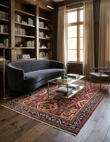 4' 5 x 6' 9 Hand Knotted Mahal Persian Wool Rug