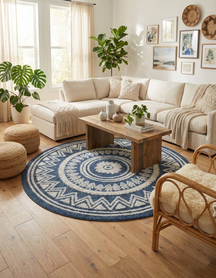 Detail image of  7' 10 x 7' 10 Boho Round Rug