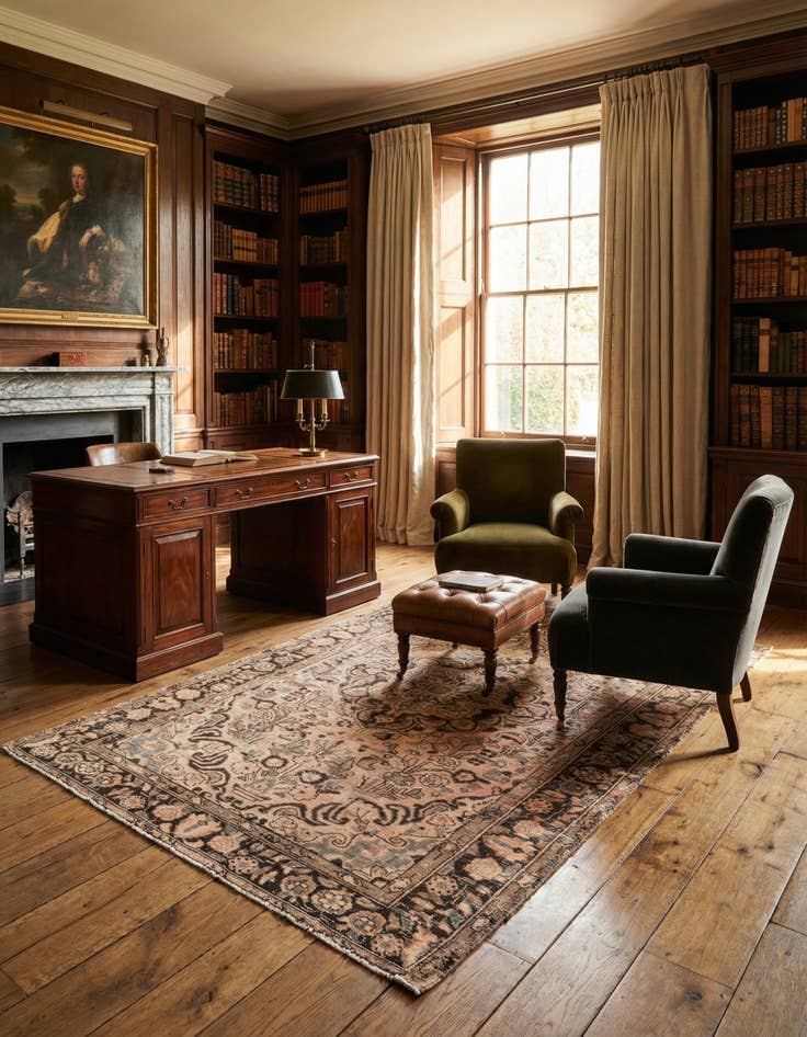 Detail image of 4' 9 x 7'  Hand Knotted Ultra Vintage Persian Wool Rug