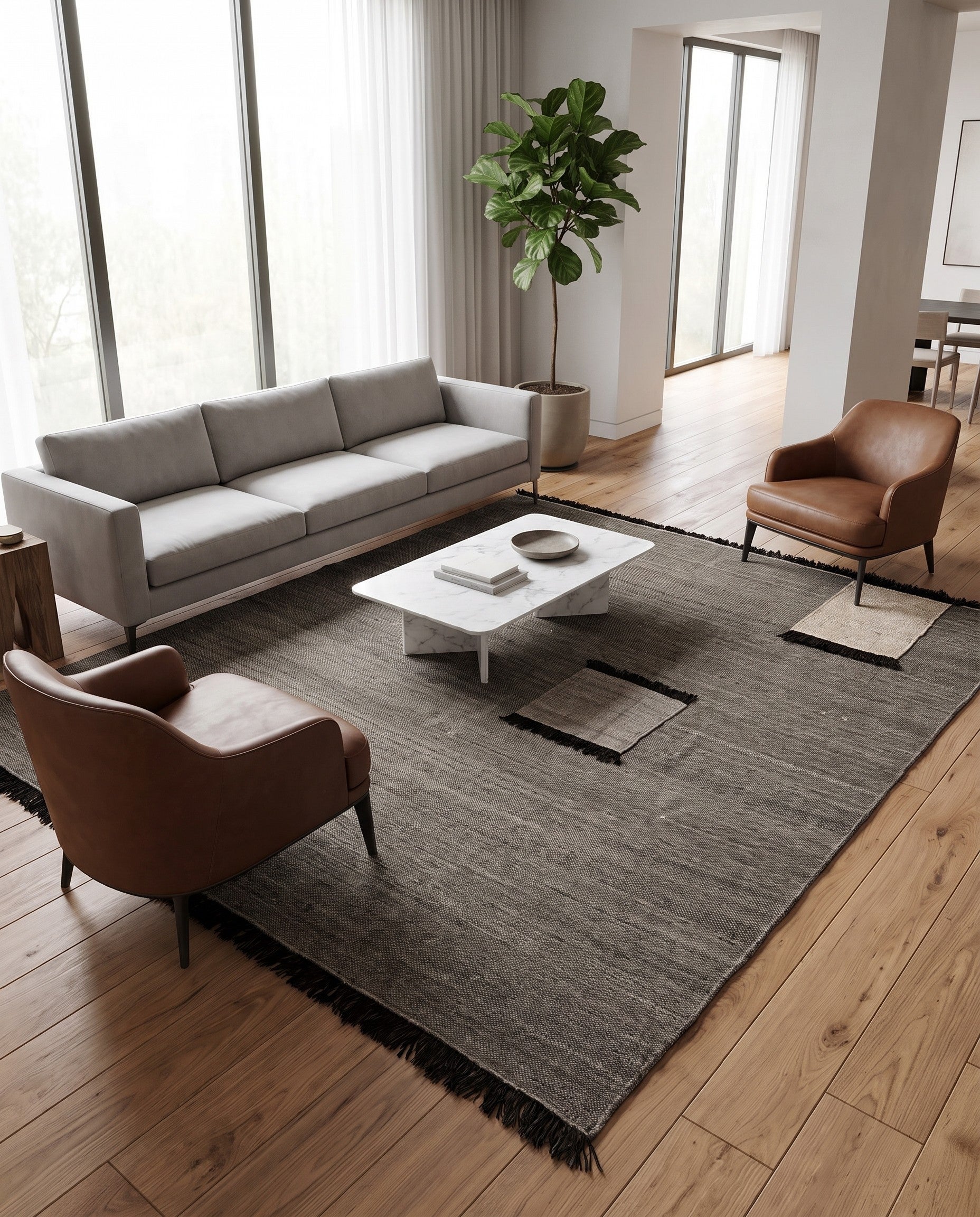 9' x 9' 7 Hand Knotted Handweb Wool Rug