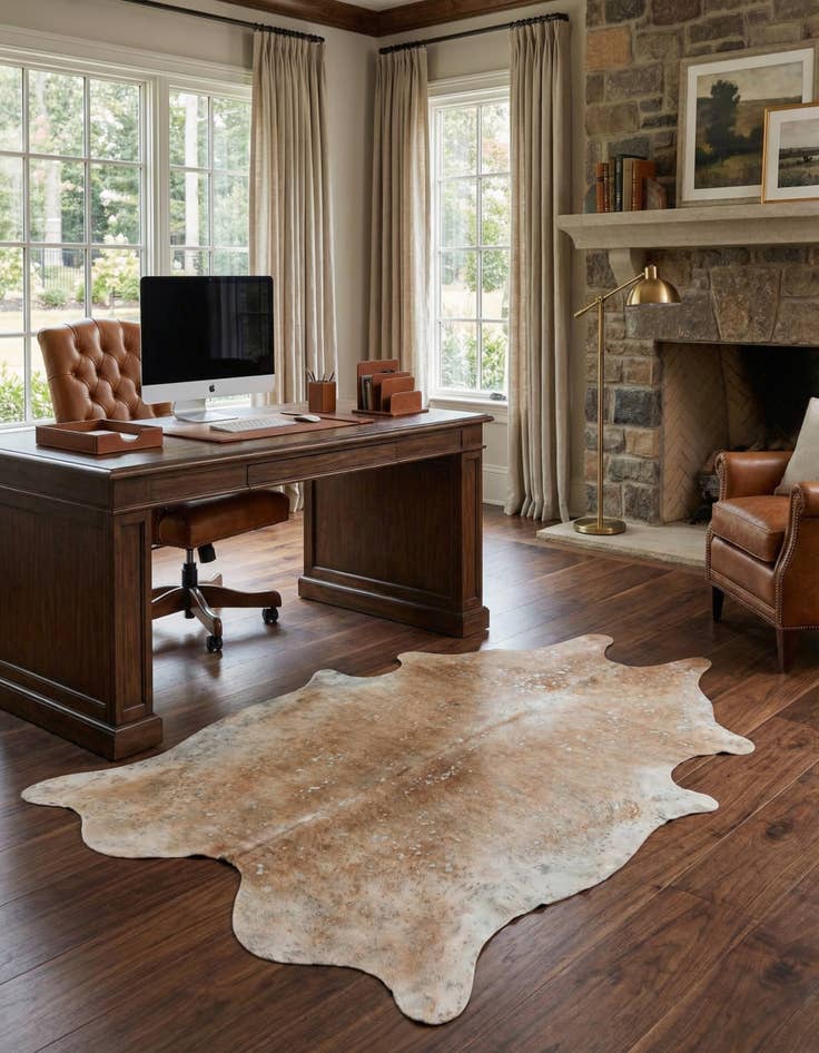 Detail image of 6' 3 x 7' 3 Cowhide Leather Square Rug