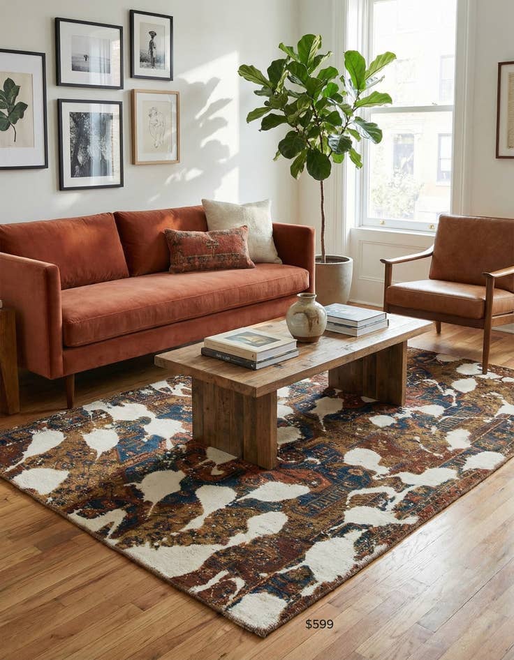 Detail image of 4' 8 x 7' 4  Hand Knotted Ultra Vintage Persian Wool Rug