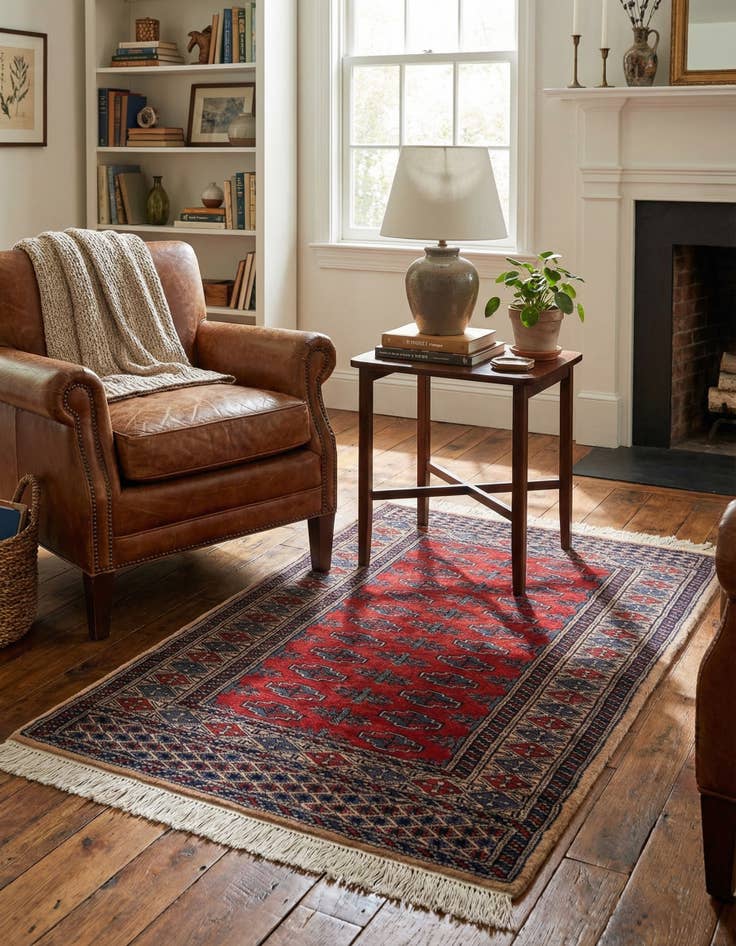 Detail image of  2' 1 x 3' 2  Hand Knotted Bokhara Oriental Wool Rug