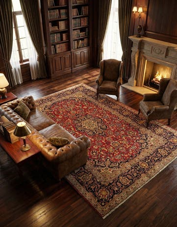 6' 6 x 9' 11 Kashan Wool Rug