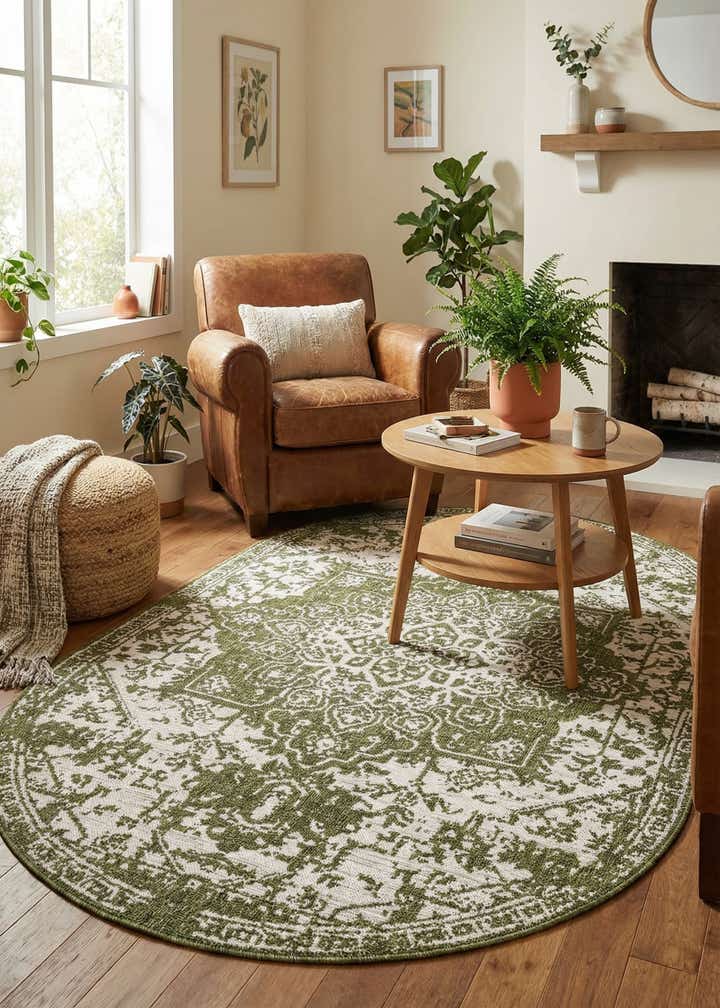 5' 3 x 8' Easy-Clean Jill Zarin Dubai Indoor / Outdoor Oval Rug
