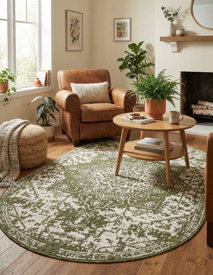 Detail image of 5' 3 x 8'  Washable Jill Zarin Dubai Indoor / Outdoor Oval Rug