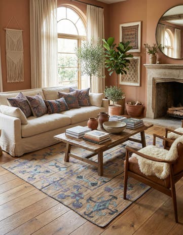 5' 4 x 6' 5 Hand Woven Kilim Suzani Wool Rug