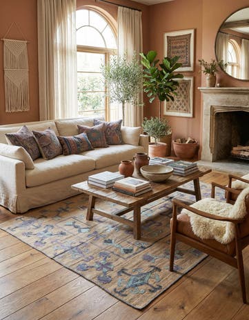 5' 4 x 6' 5 Hand Woven Kilim Suzani Wool Rug