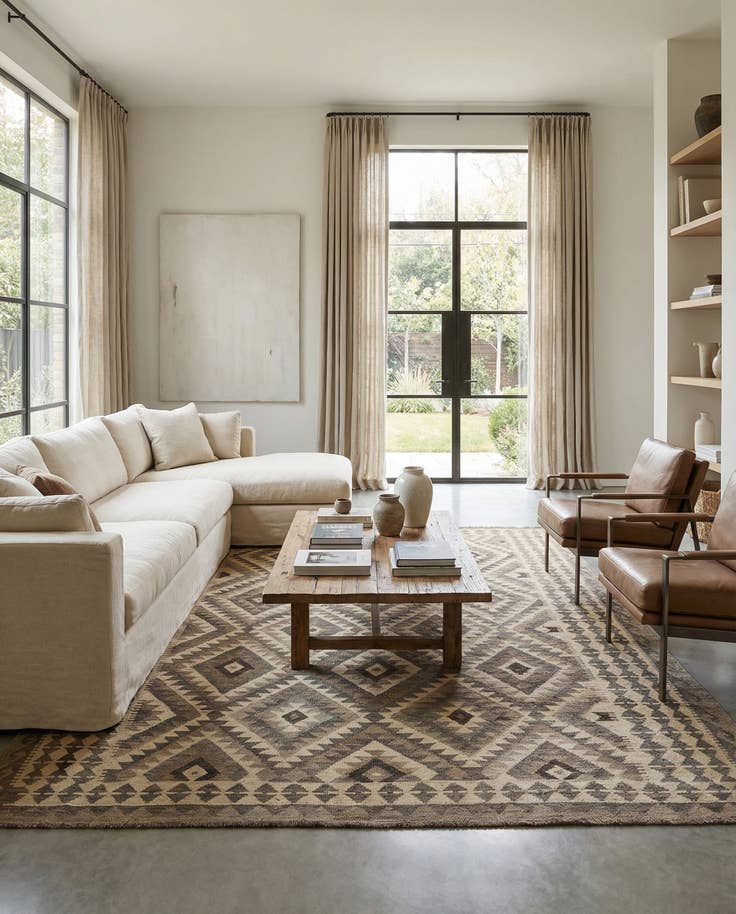 Detail image of 6' 8 x 9' 7 Hand Woven Kilim Maymana Wool Rug