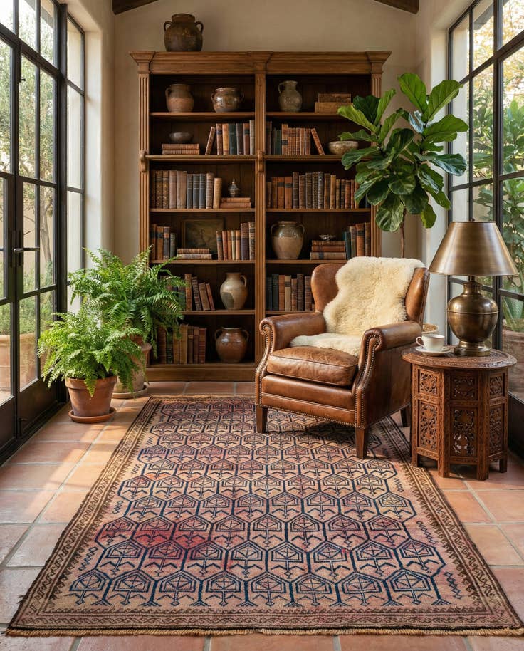 Detail image of 5' 5 x 8' 4 Hand Knotted Balouch Persian Wool Rug
