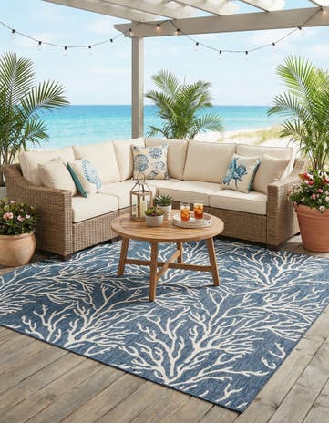 10' x 10' Easy-Clean Coastal Indoor / Outdoor Square Rug