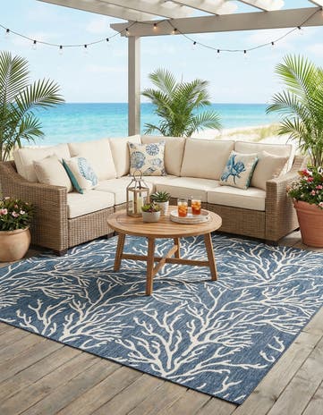 10' x 10' Easy-Clean Coastal Indoor / Outdoor Square Rug