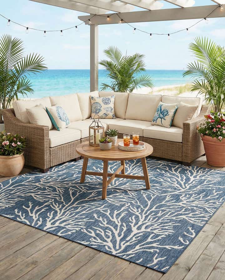 10' x 10' Easy-Clean Coastal Indoor / Outdoor Square Rug