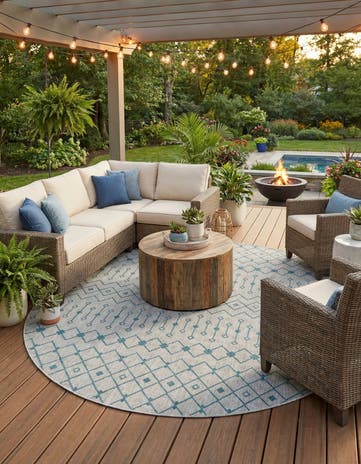 10' 8 x 10' 8 Easy-Clean Lattice Indoor / Outdoor Round Rug