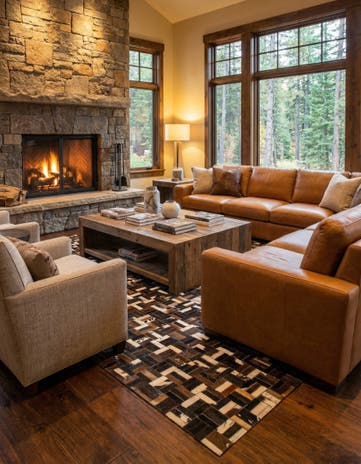 5' x 8' Cowhide Leather Rug