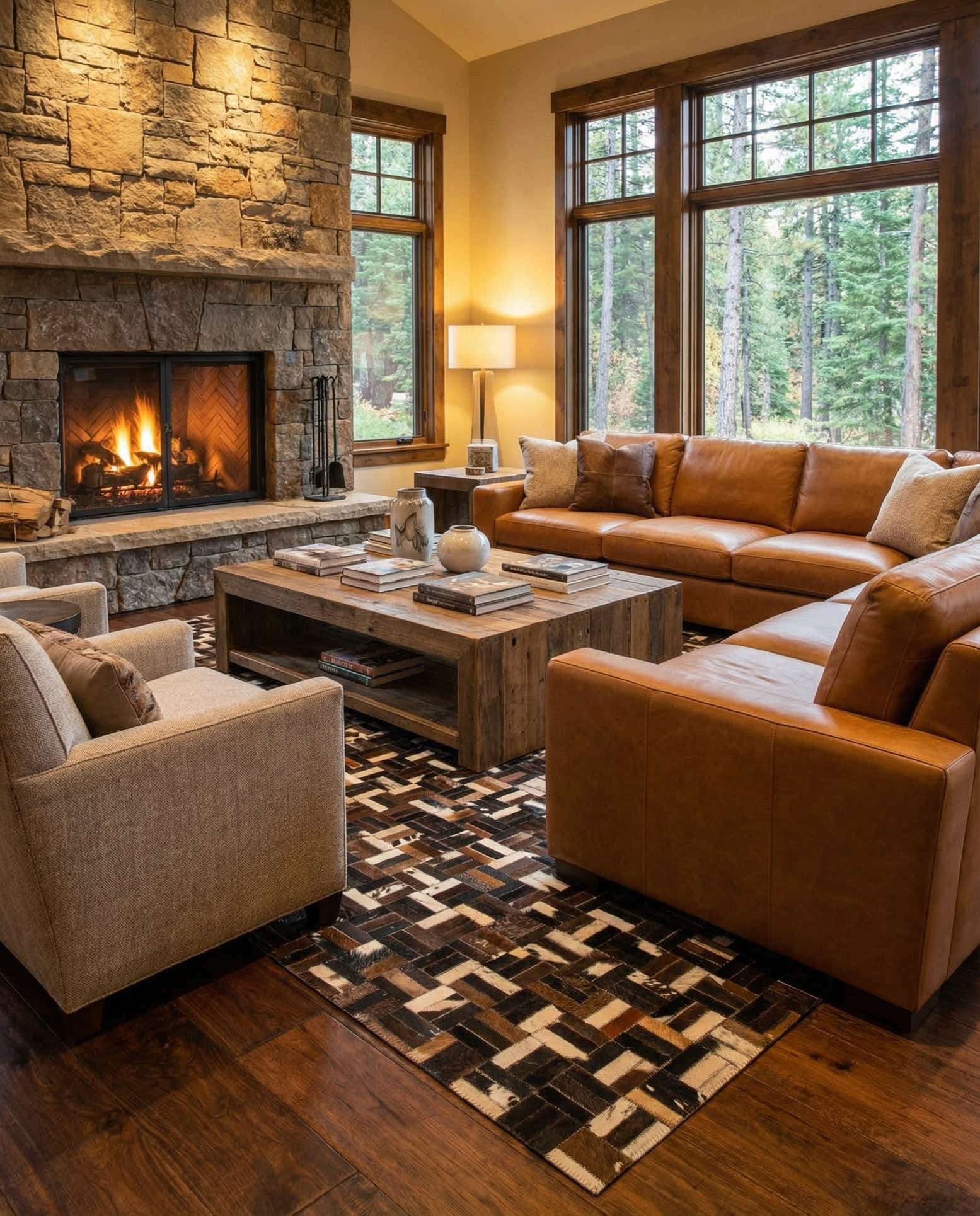 5' x 8' Cowhide Leather Rug