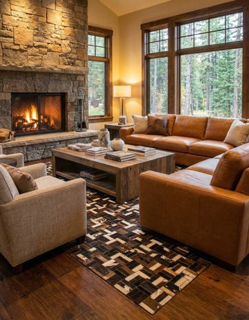 5' x 8' Cowhide Leather Rug