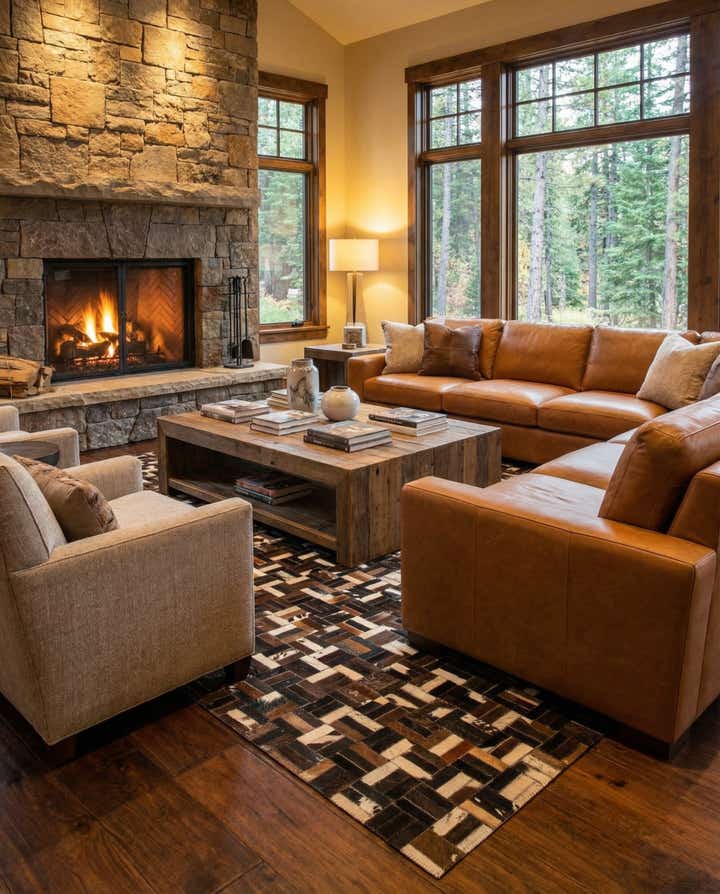 5' x 8' Cowhide Leather Rug