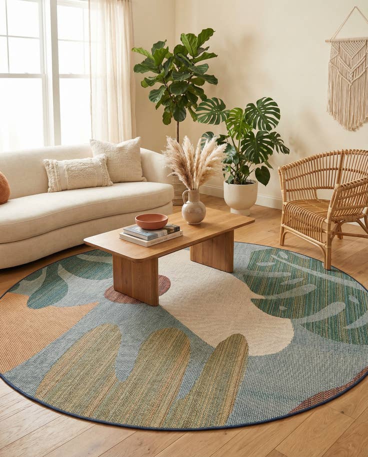 Detail image of 7' 10 x 7' 10 Easy-Clean Baja Indoor / Outdoor Round Rug