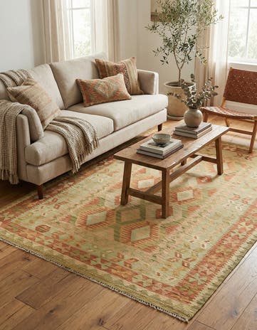 4' 8 x 6' 7 Hand Woven Kilim Waziri Wool Rug