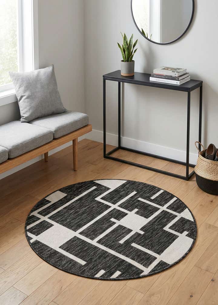 3' x 3' Easy-Clean Modern Indoor / Outdoor Round Rug