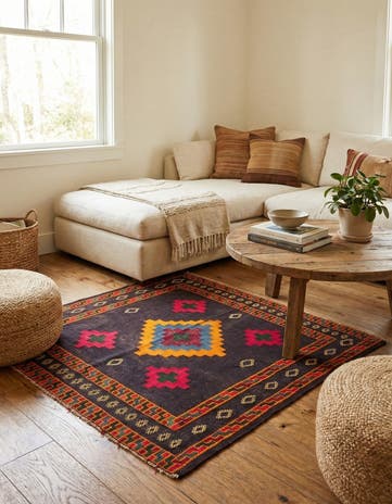 3' 3 x 3' 5 Hand Woven Kilim Modern Wool Square Rug