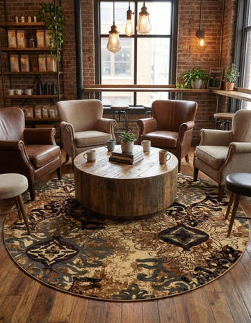 Beige Cafe Round Rug