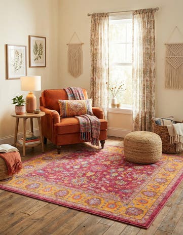 Berry Pink Medina Square Rug