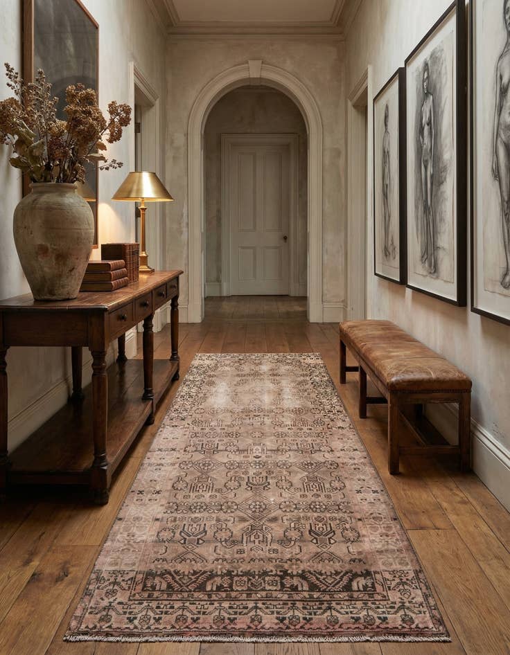 Detail image of 3' 5 x 9' 5  Hand Knotted Ultra Vintage Persian Wool Runner Rug