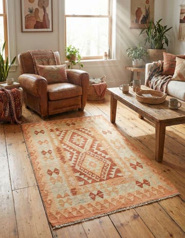 3' 3 x 4' 9 Hand Woven Kilim Waziri Wool Rug