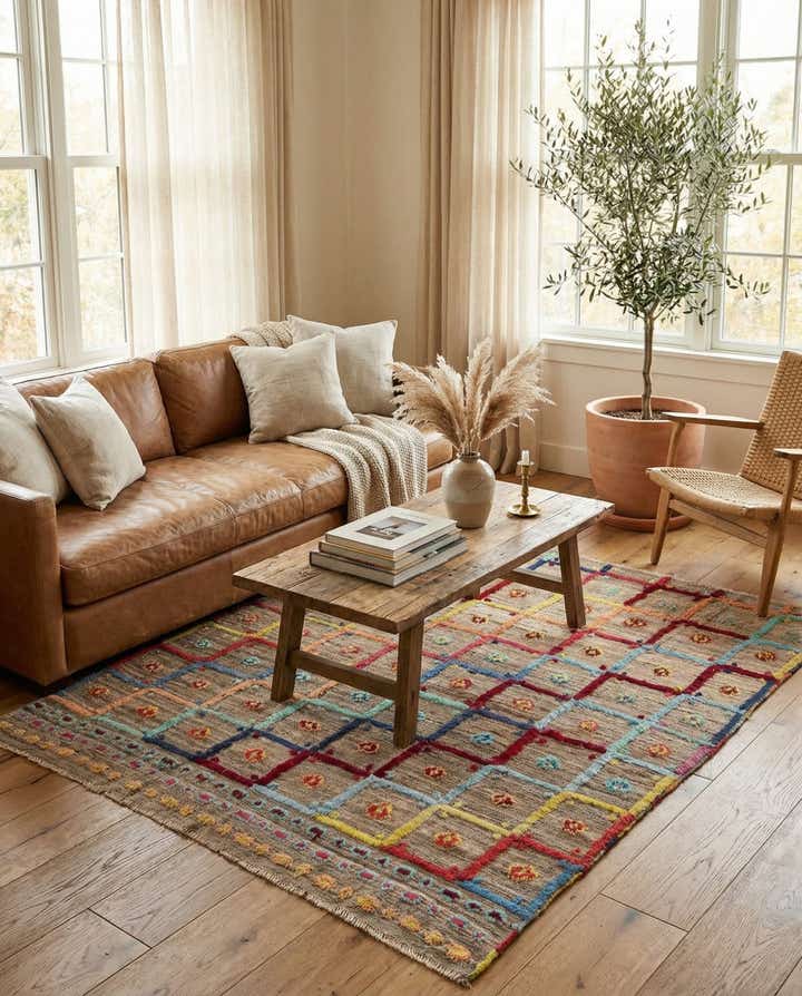 6' 9 x 7' 8 Hand Knotted Moroccan Wool Rug