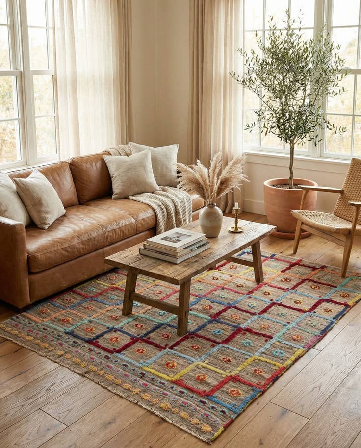 Detail image of 6' 9 x 7' 8 Hand Knotted Moroccan Wool Rug