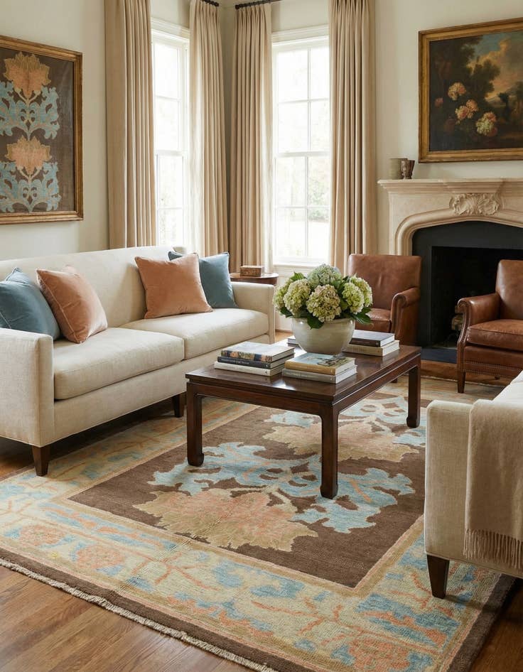 Detail image of 6' x 8'  Hand Knotted Oushak Wool Rug